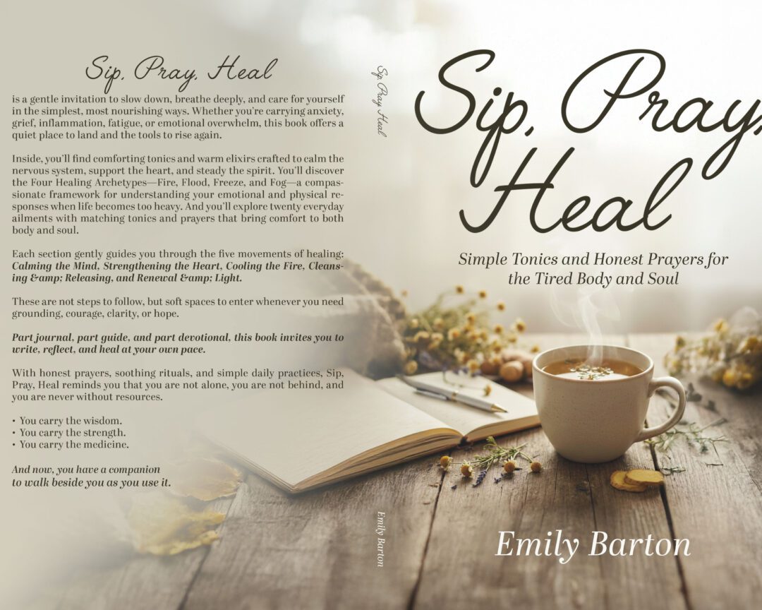 A peaceful book cover featuring a journal, coffee cup, and soft lighting.